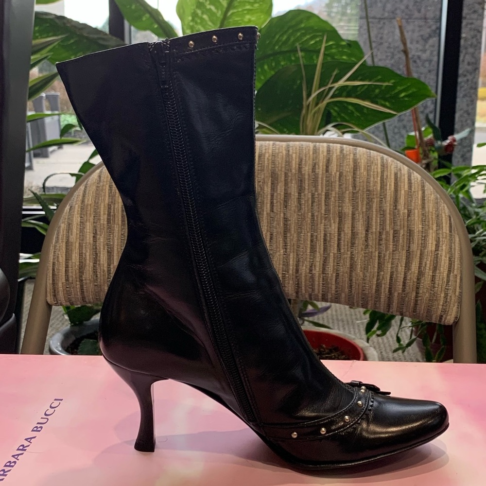 Barbara Bucci Italian Leather Boot Beaded Silver